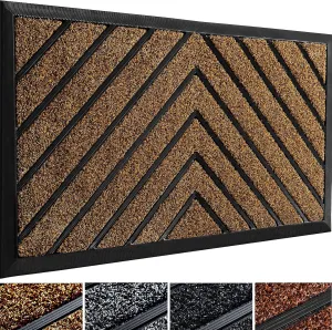 ubdyo Front Door Mat - Outdoor Welcome Matt - Dirt Trapping Entrance Doormat, Non-Slip, Low Profile, Heavy Duty (30"x17", Dark Brown)
