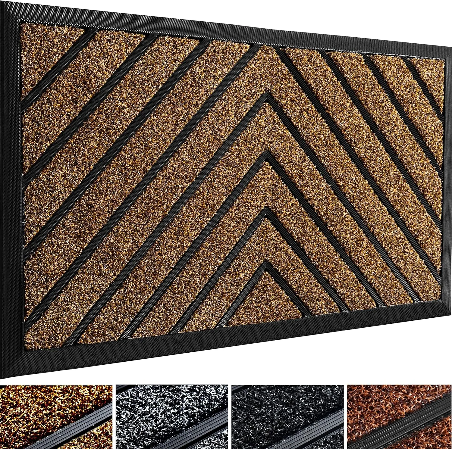 ubdyo Front Door Mat - Outdoor Welcome Matt - Dirt Trapping Entrance Doormat, Non-Slip, Low Profile, Heavy Duty (30"x17", Dark Brown)