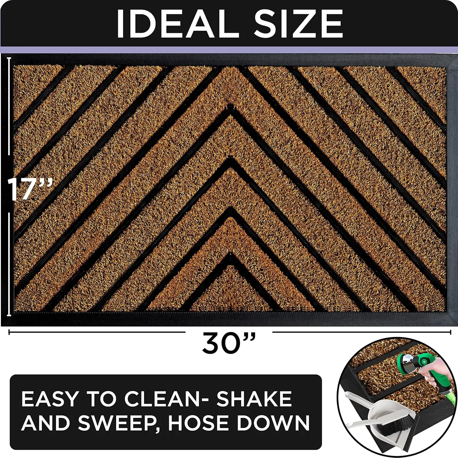 ubdyo Front Door Mat - Outdoor Welcome Matt - Dirt Trapping Entrance Doormat, Non-Slip, Low Profile, Heavy Duty (30"x17", Dark Brown)