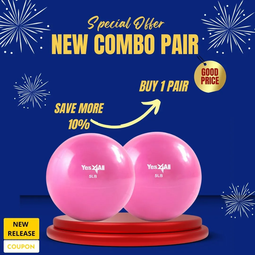 Yes4All Weighted Toning Balls for Exercise, Soft Medicine Balls for Exercise, Pilates, Yoga, Balance, Flexibility, 2-10lbs